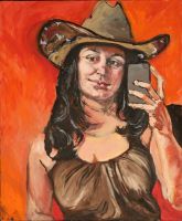 Rebecca Velde Painting   Cowboy Hat Selfie