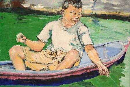 Rebecca Velde Painting   Garifuna Boy Fishing