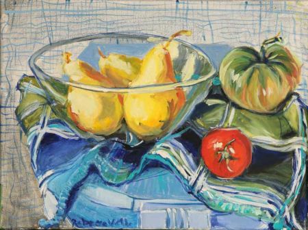 Rebecca Velde Painting   Pears in Glass Bowl
